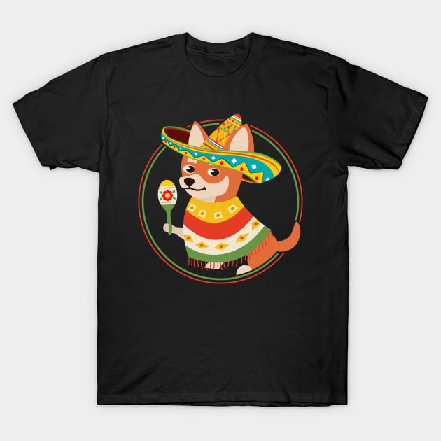 Mexican Chihuahua Cinco De Mayo T-Shirt by Caskara